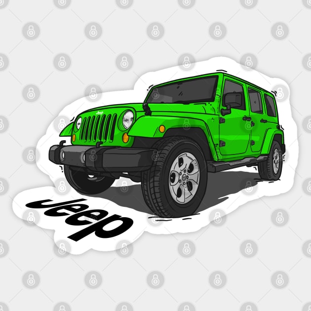 Jeep Wrangler - Green Sticker by 4x4 Sketch